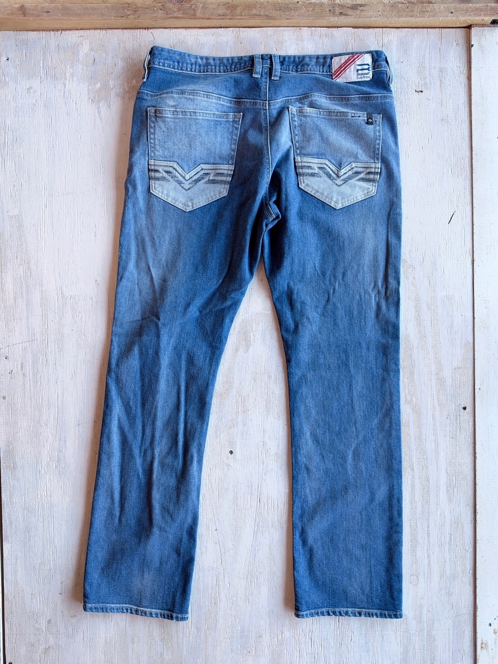 Buffalo David Bitton Men's Medium Blue Slim Stretch Straight Jeans Evan-X 36x32